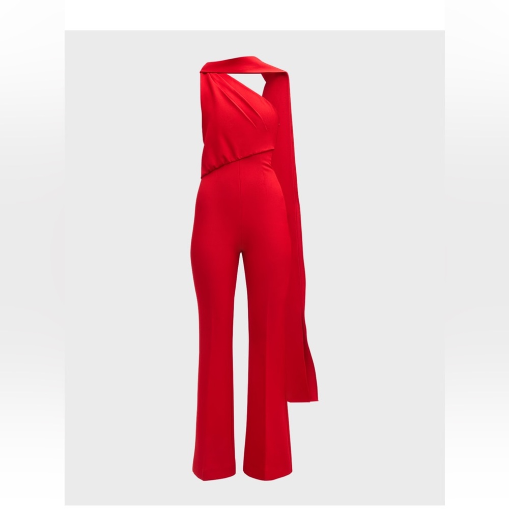 ROLAND MOURET ASYMMETRIC CREPE JUMPSUIT